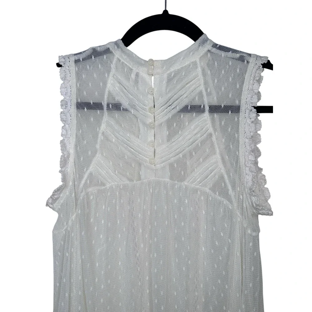 Free People Lace New Romantics Blouse Top Shirt Mesh Sheer Victorian S Small FP - Picture 5 of 9